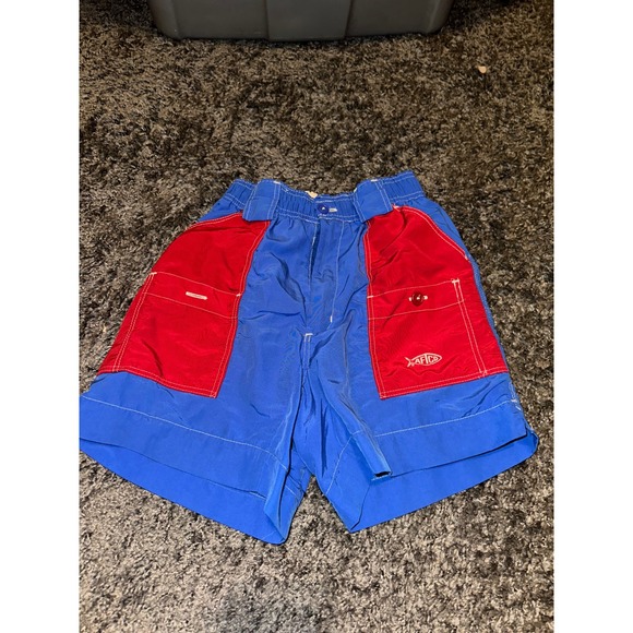 AFTCO Fishing Shorts Outdoor Playwear Pockets Blue Red Size 26‎ - Picture 1 of 8